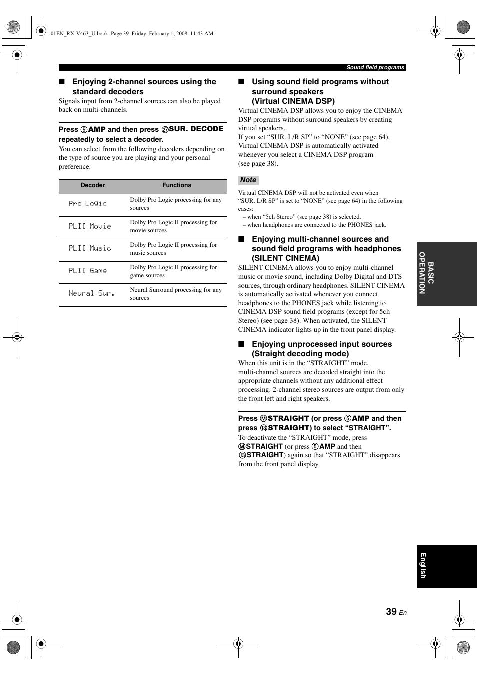 Yamaha RX-V463 User Manual | Page 43 / 106