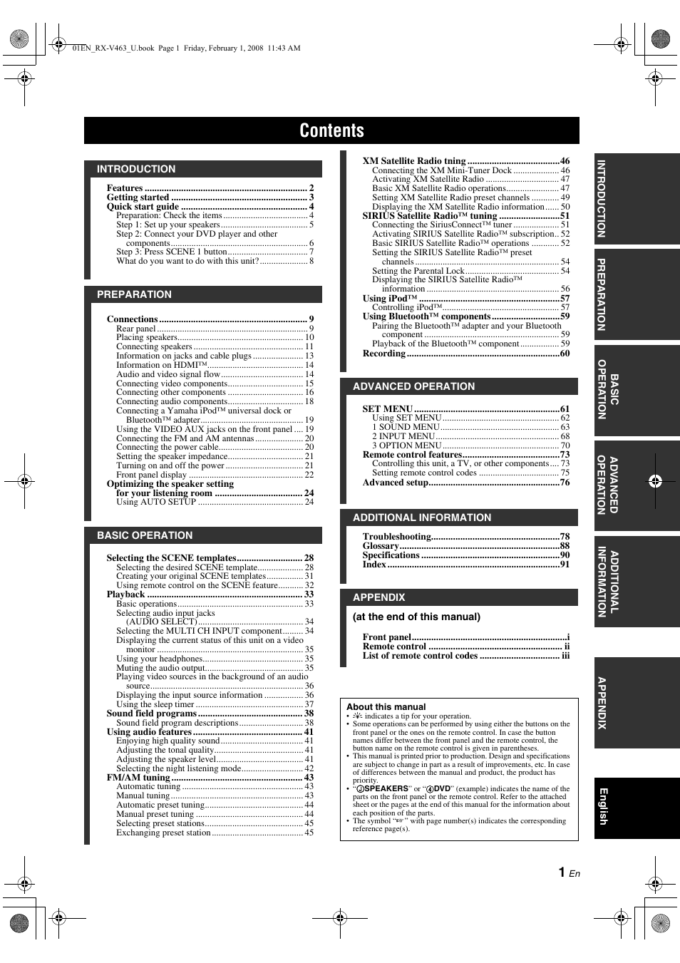 Yamaha RX-V463 User Manual | Page 5 / 106