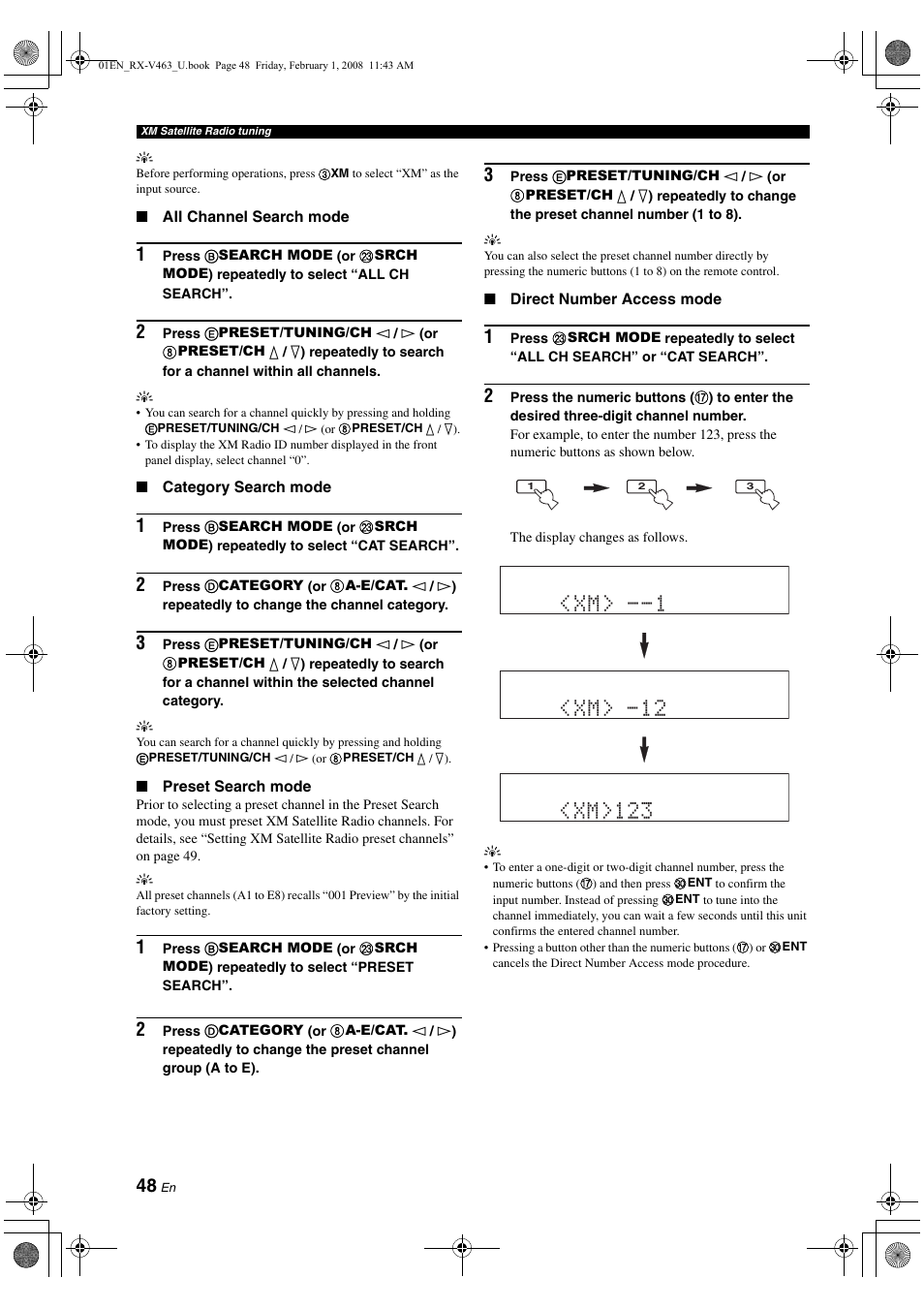 See “category, Xm>123, Xm> <xm> -12 | Yamaha RX-V463 User Manual | Page 52 / 106