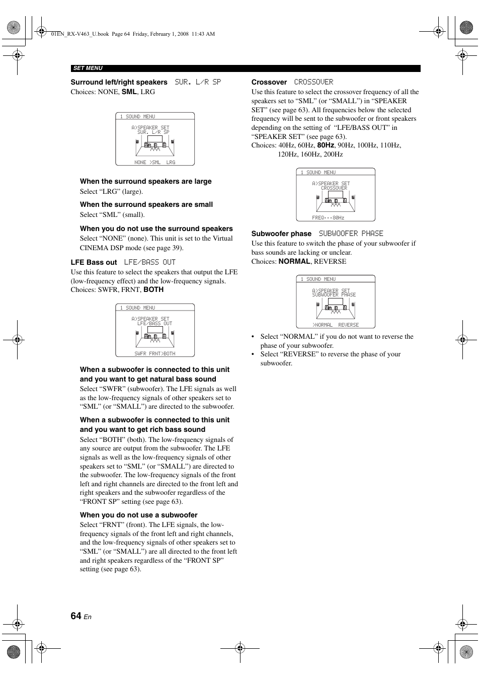 Yamaha RX-V463 User Manual | Page 68 / 106