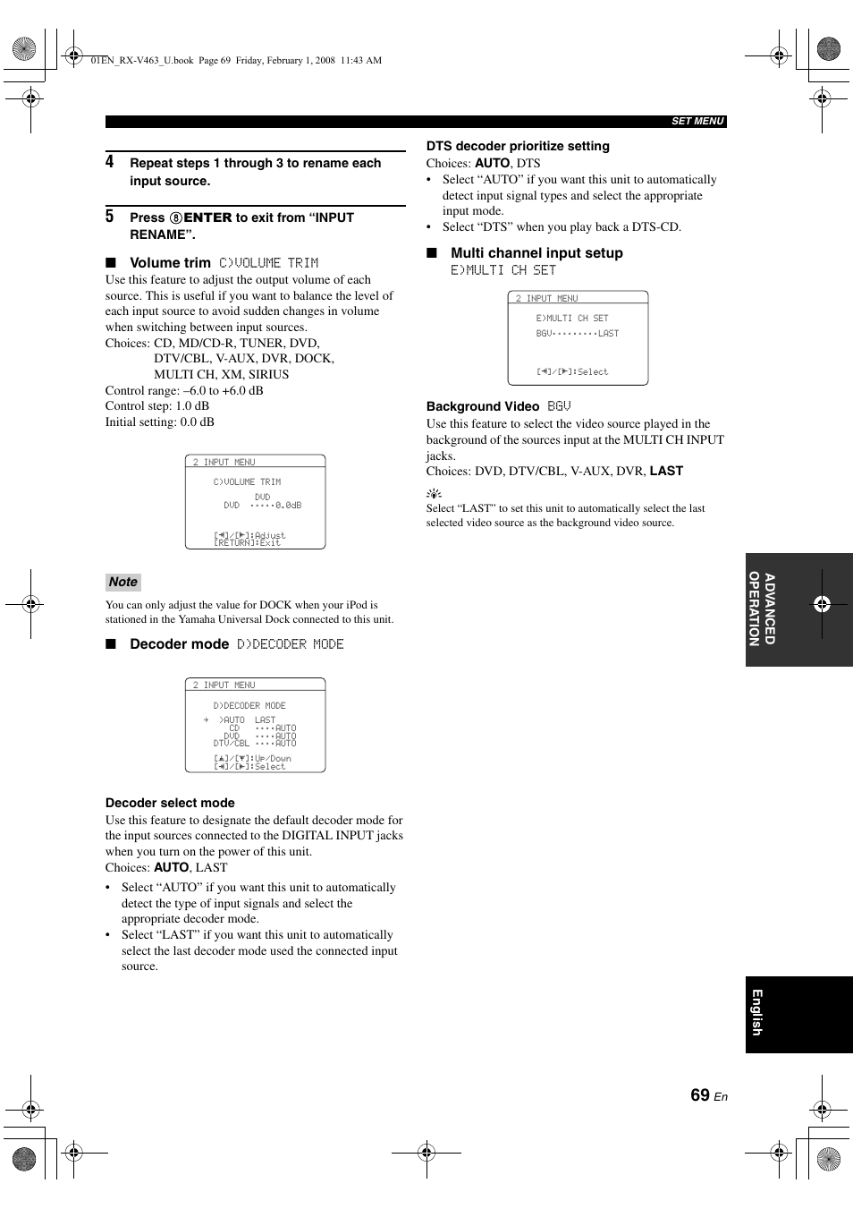 Yamaha RX-V463 User Manual | Page 73 / 106