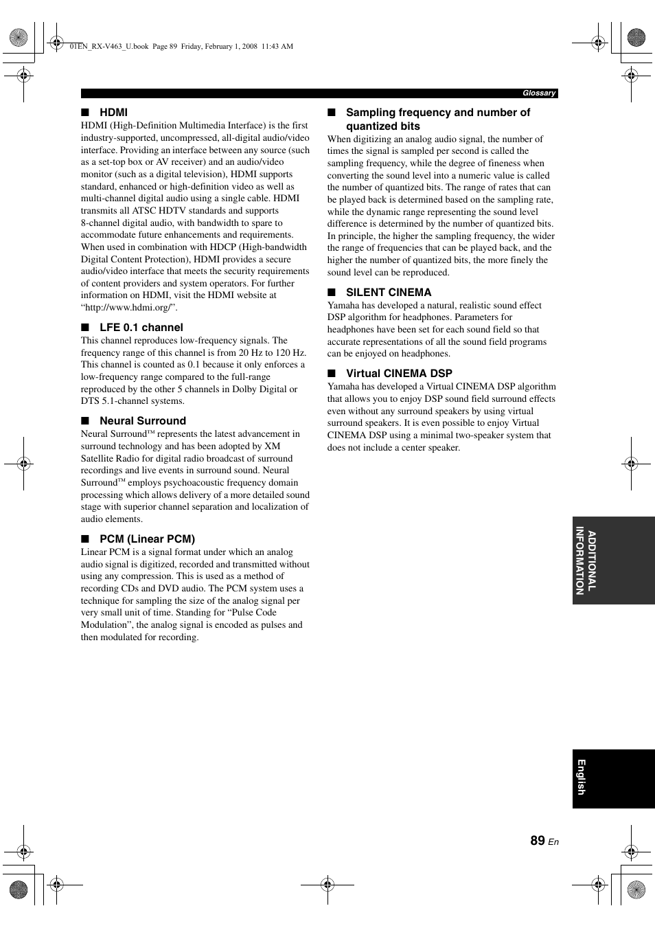 Yamaha RX-V463 User Manual | Page 93 / 106