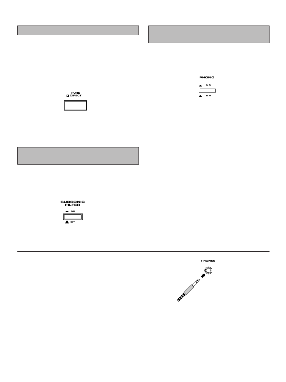 9english, Using the pure direct switch, Setting the subsonic filter switch | For ax-570 only, Setting the phono switch | Yamaha AX-570 User Manual | Page 9 / 14