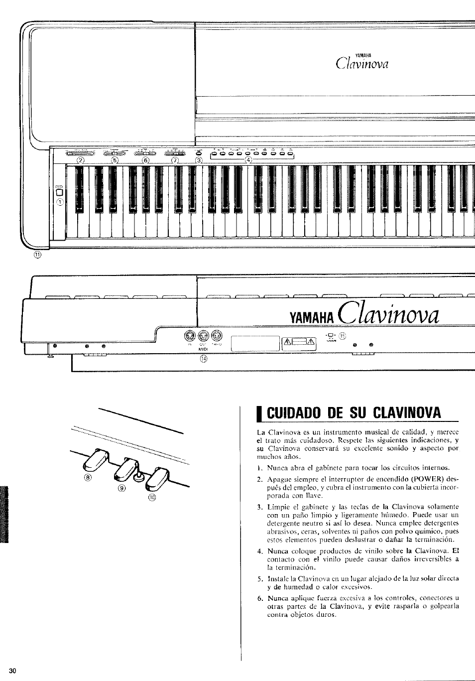 I cuidado de su clavimova, Clavinova | Yamaha Clavinova CLP-650 User Manual | Page 8 / 19