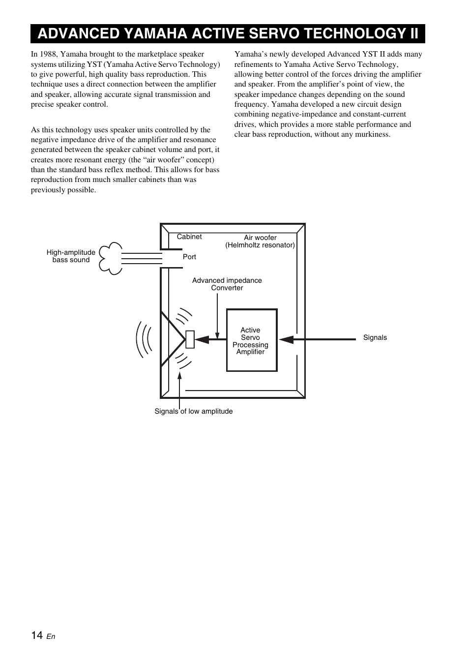 Advanced yamaha active servo technology ii | Yamaha NS-SW310 User Manual | Page 18 / 22