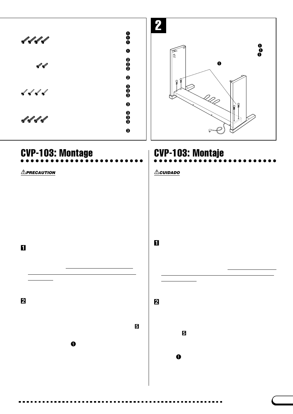 Cvp-103: montage, Cvp-103: montaje | Yamaha CVP-107  EU User Manual | Page 41 / 68