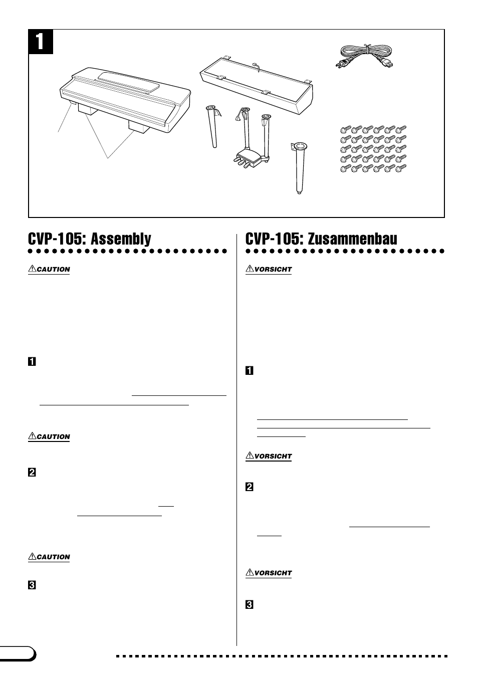 Cvp-105: assembly, Cvp-105: zusammenbau | Yamaha CVP-107  EU User Manual | Page 46 / 68