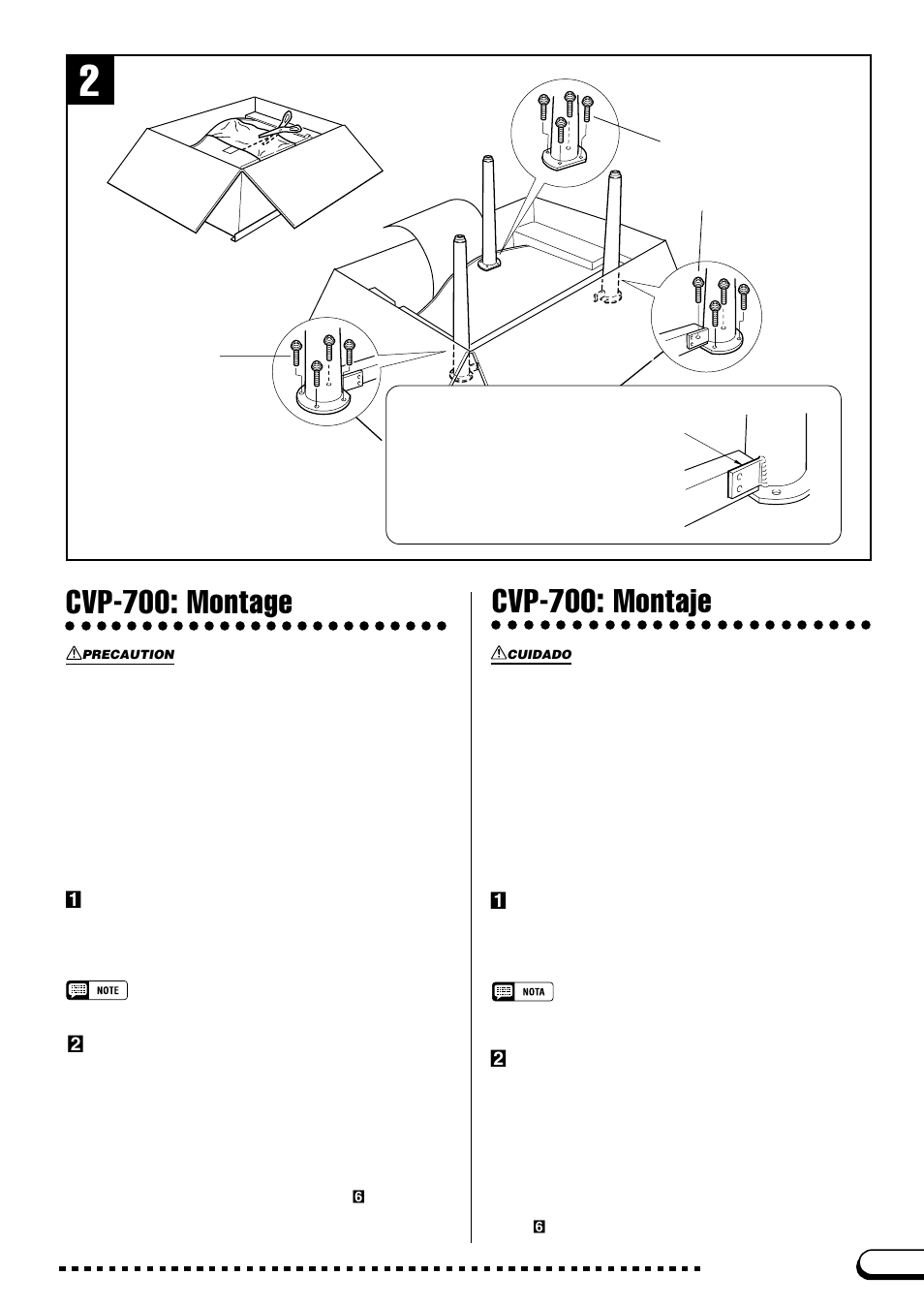 Cvp-700: montage, Cvp-700: montaje | Yamaha CVP-107  EU User Manual | Page 53 / 68