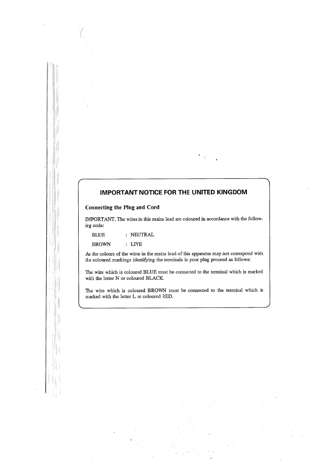 Important notice for the united kingdom, Connecting the plug and cord | Yamaha A100 User Manual | Page 12 / 32