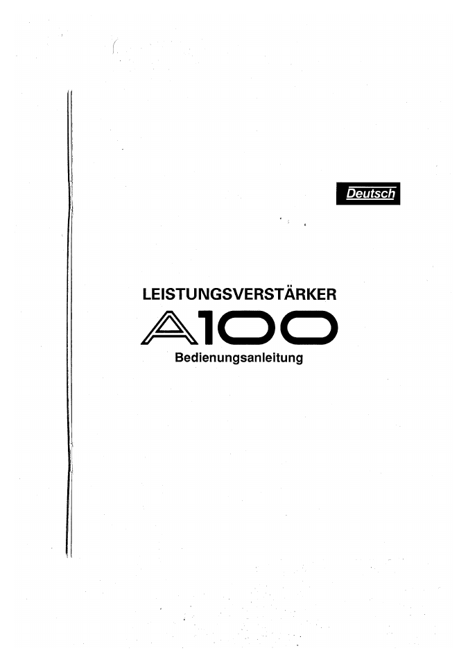 Leistungsverstarker | Yamaha A100 User Manual | Page 23 / 32