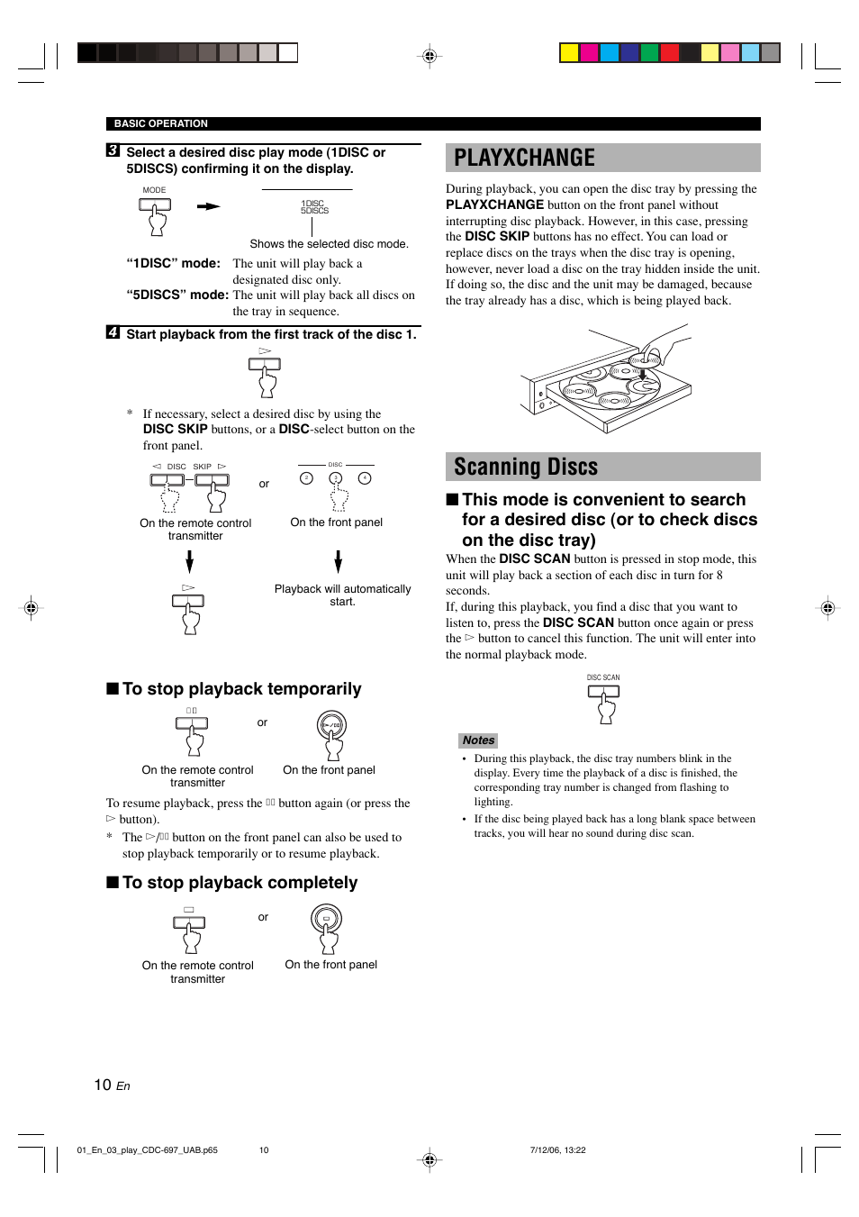 Playxchange, Scanning discs | Yamaha CDC-697 User Manual | Page 14 / 32