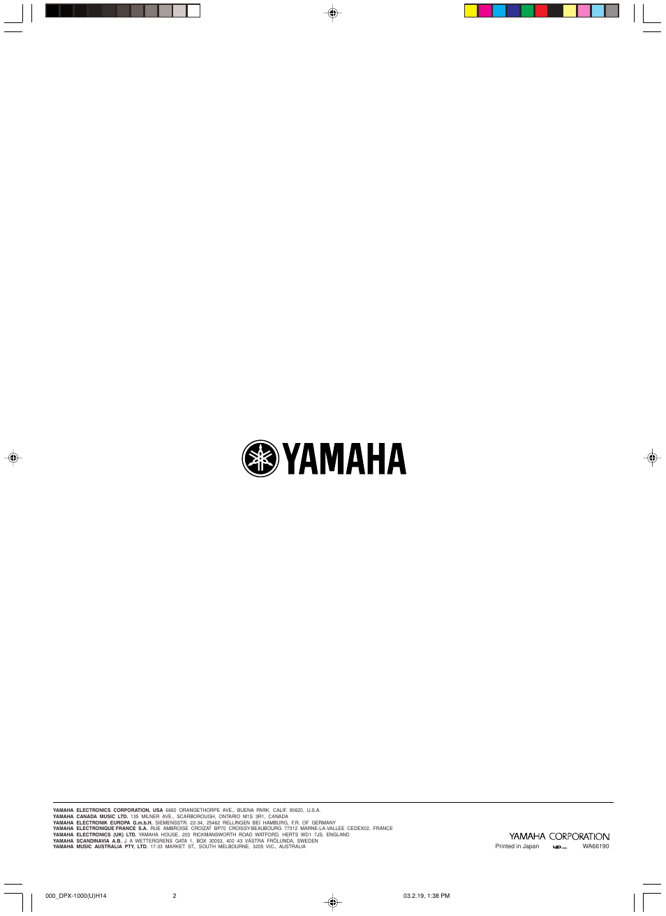 Yamaha DPX-1000 User Manual | Page 45 / 45