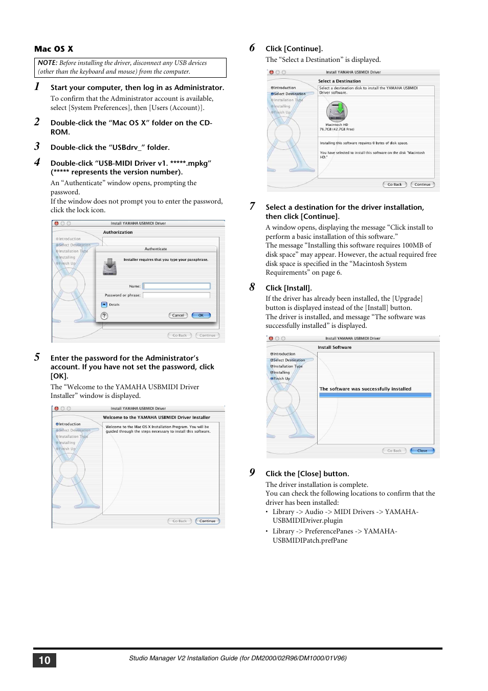 Mac os x | Yamaha 01V User Manual | Page 10 / 15