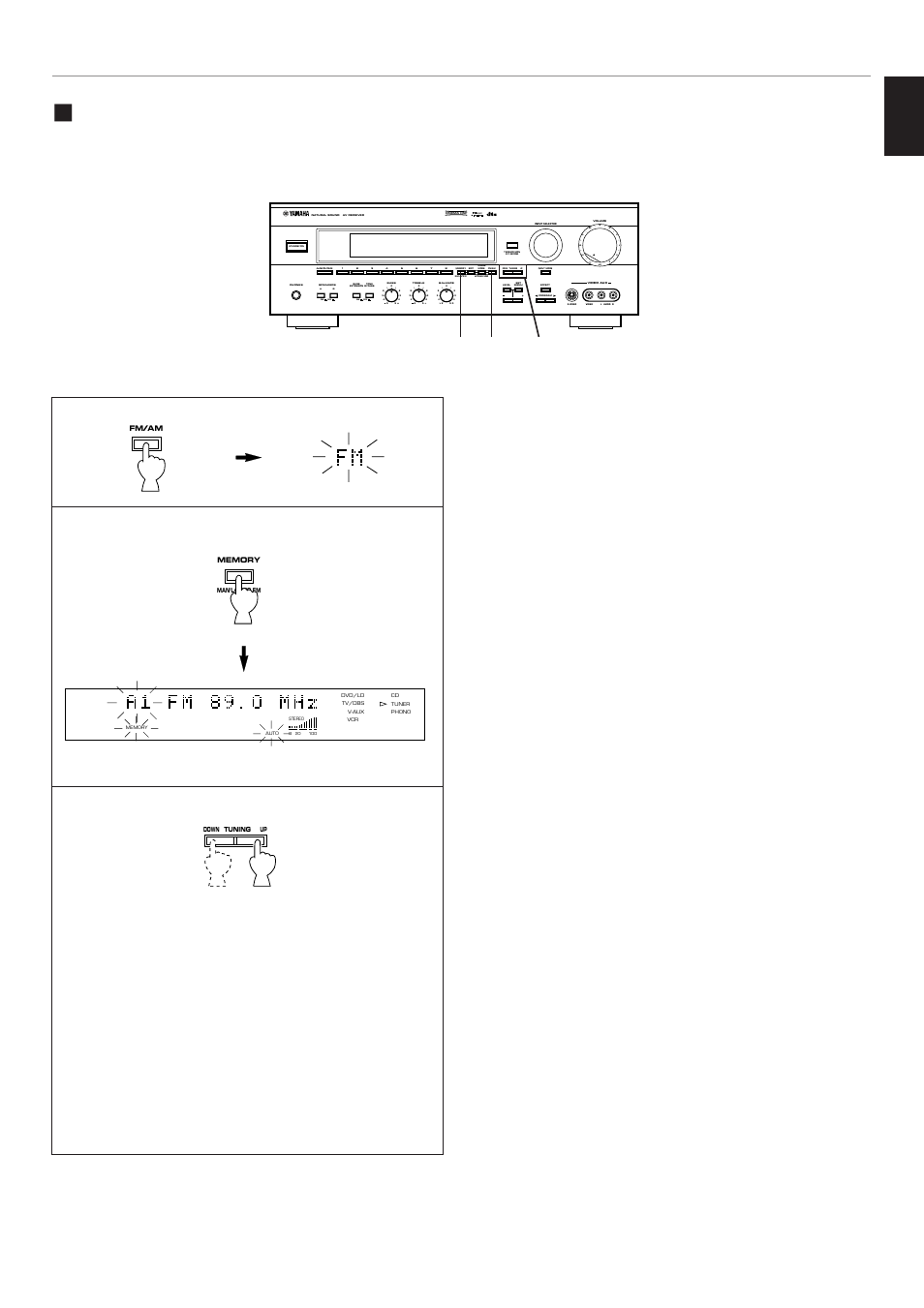 Automatic preset tuning, English, When the automatic preset tuning is finished | Press and hold for more than 3 seconds, Aon off on off b, Flashes, Basic operation | Yamaha RX-V795 User Manual | Page 45 / 92