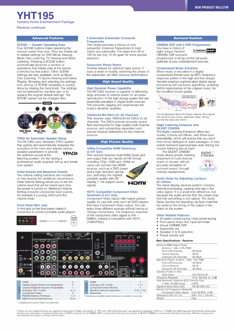 Yht195 | Yamaha YHT195 User Manual | Page 2 / 2