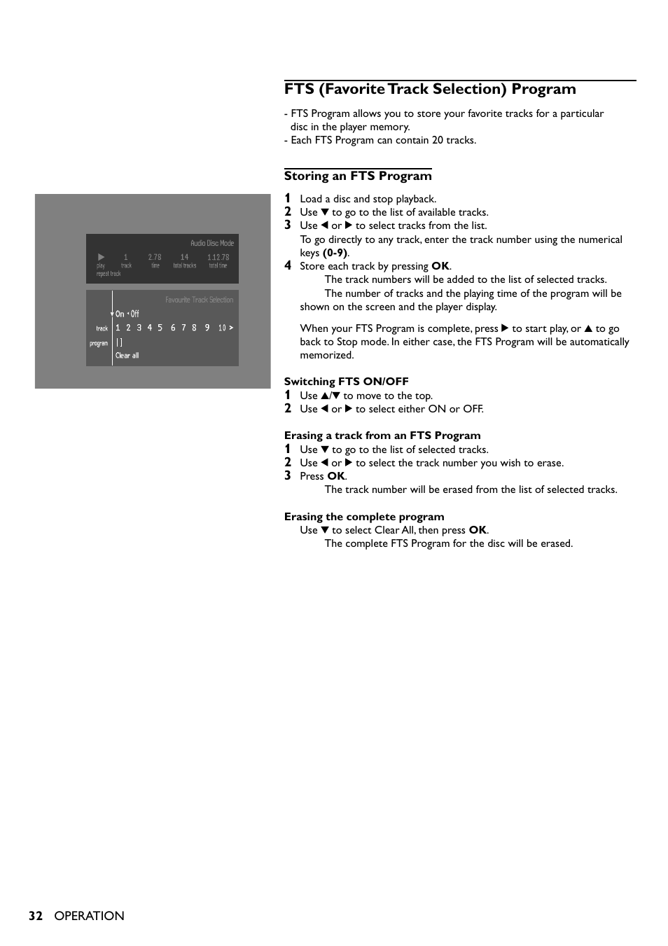 Fts (favorite track selection) program | Yamaha DV-S5350 User Manual | Page 32 / 36
