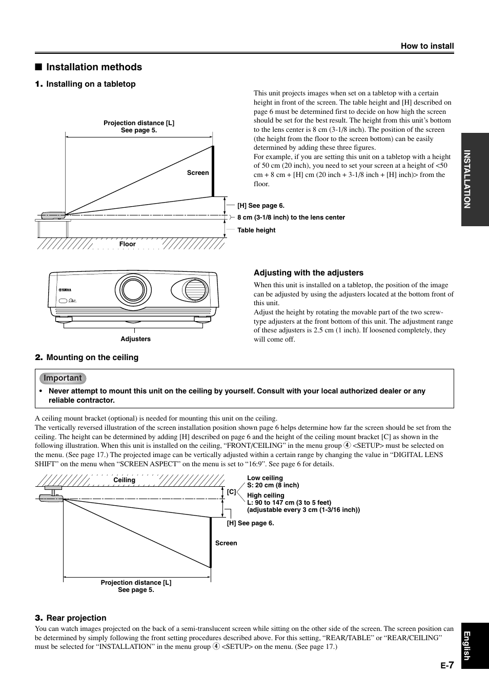 Installation methods | Yamaha DPX-1 User Manual | Page 10 / 39