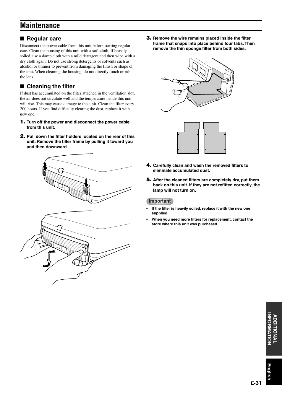 Maintenance | Yamaha DPX-1 User Manual | Page 34 / 39