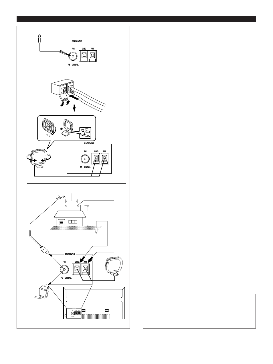 Antenna connection, E-12, Connections | 1) supplied fm antenna, 2) supplied am loop antenna, 3) external fm antenna, 4) external am antenna | Yamaha GX-90VCD User Manual | Page 22 / 71