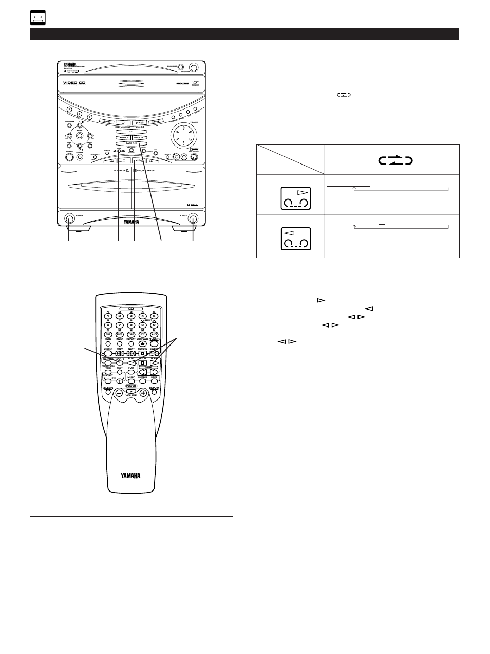 Continuous playback, E-34, Tape deck operation | Active servo technology, Tape 1 | Yamaha GX-90VCD User Manual | Page 44 / 71