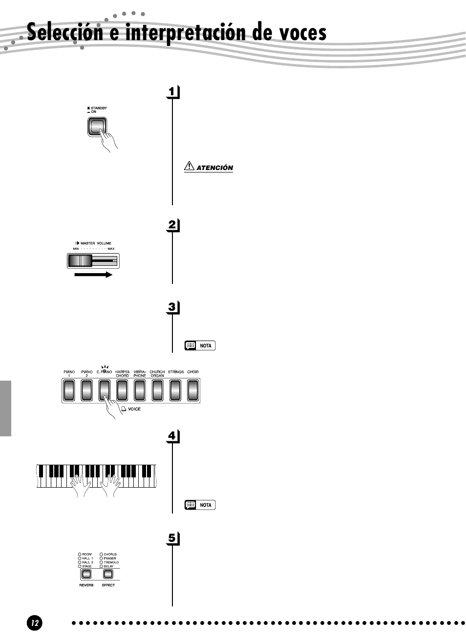 Selección e interpretación de voces | Yamaha YPP-100 User Manual | Page 12 / 54