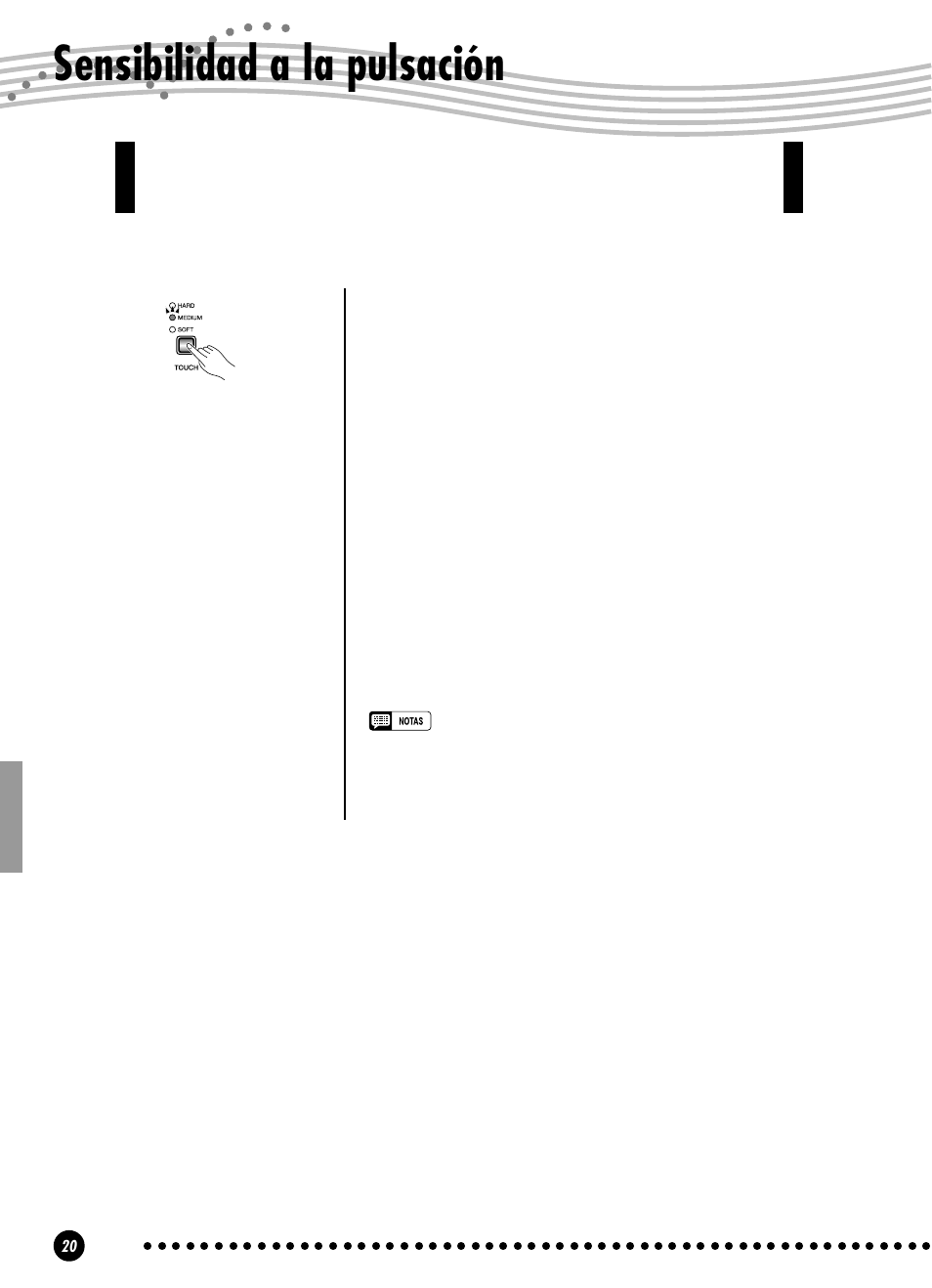 Sensibilidad a la pulsación | Yamaha YPP-100 User Manual | Page 20 / 54