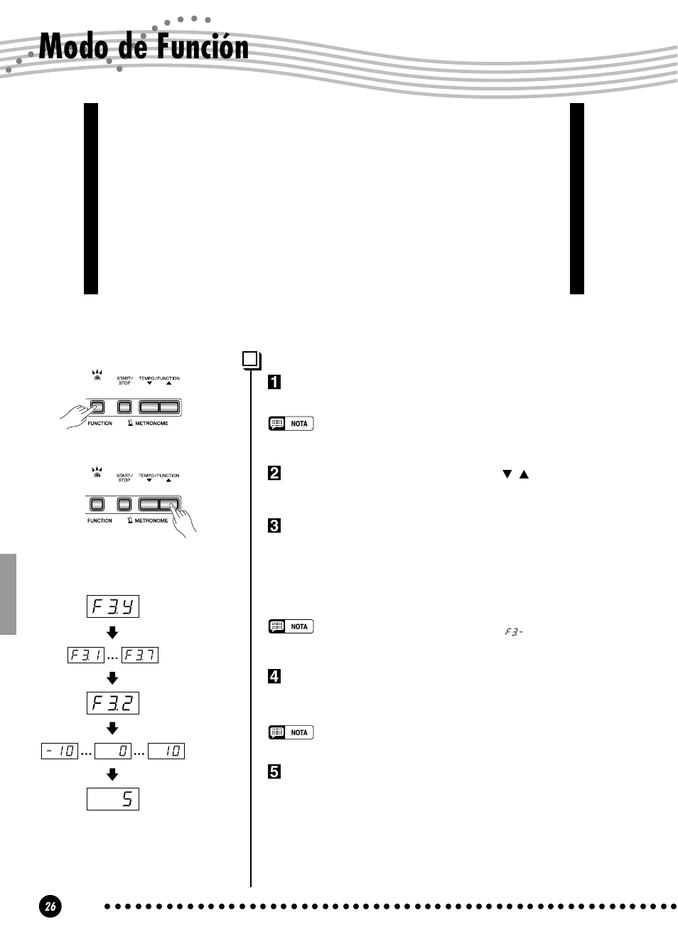 Modo de función, Para seleccionar una función | Yamaha YPP-100 User Manual | Page 26 / 54