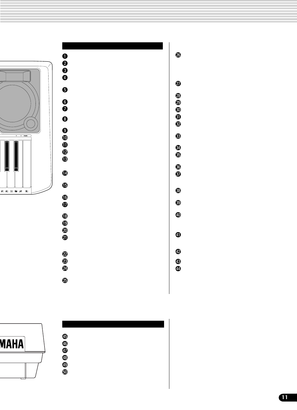 フロントパネル, リアパネル | Yamaha Portatone PSR-540 User Manual | Page 11 / 160