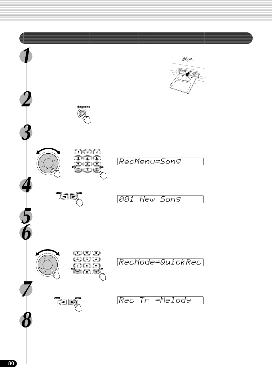 クイック録音 | Yamaha Portatone PSR-540 User Manual | Page 80 / 160