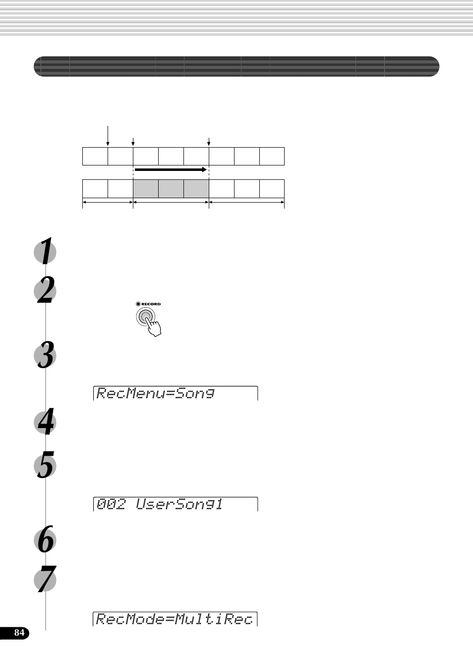 部分的に録音をやり直す | Yamaha Portatone PSR-540 User Manual | Page 84 / 160