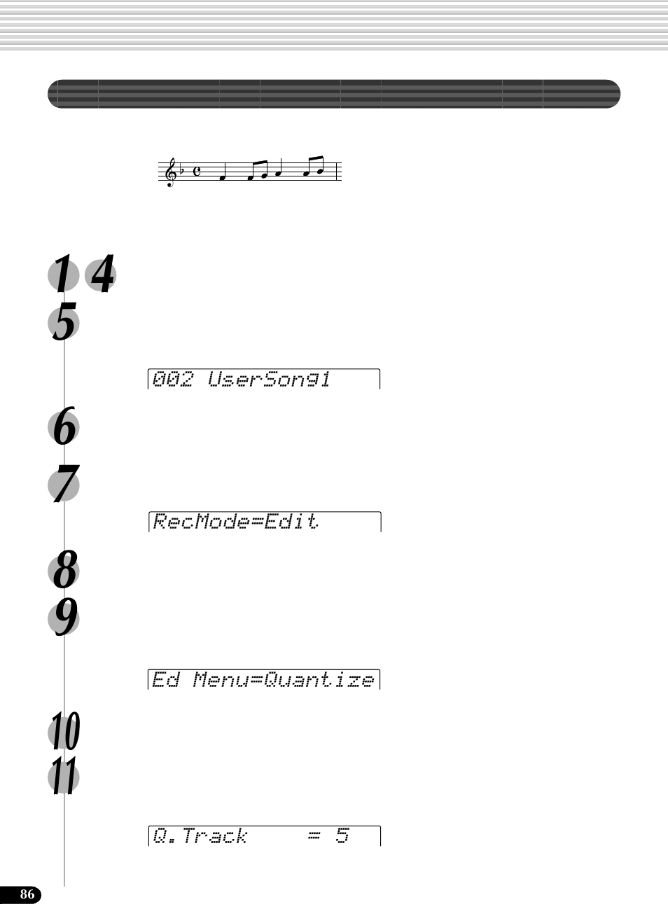 録音データのタイミングのばらつきを整える | Yamaha Portatone PSR-540 User Manual | Page 86 / 160