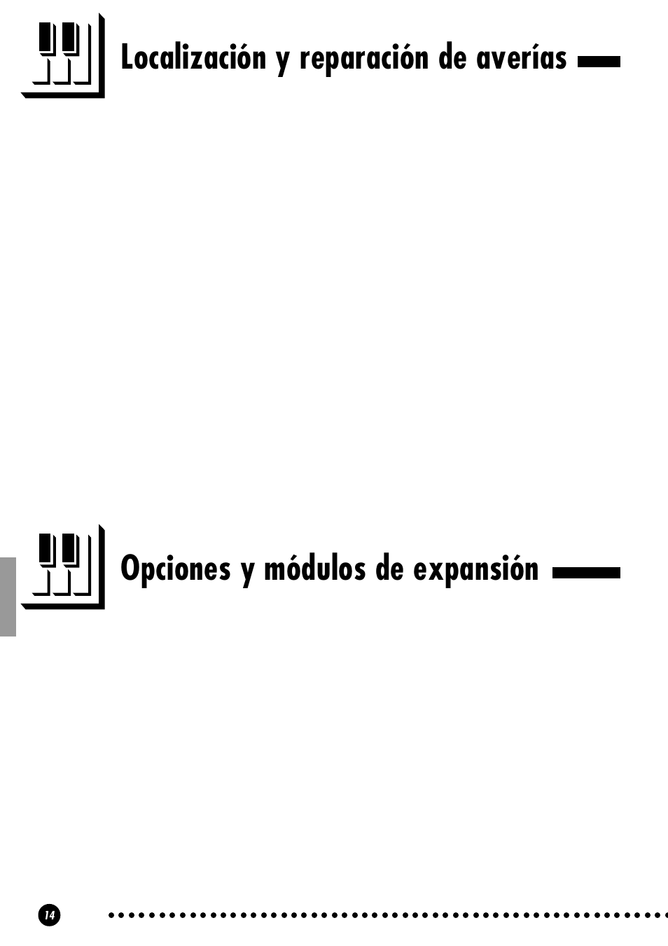 Localización y reparación de averías, Opciones y módulos de expansión | Yamaha CLP-810S User Manual | Page 14 / 28