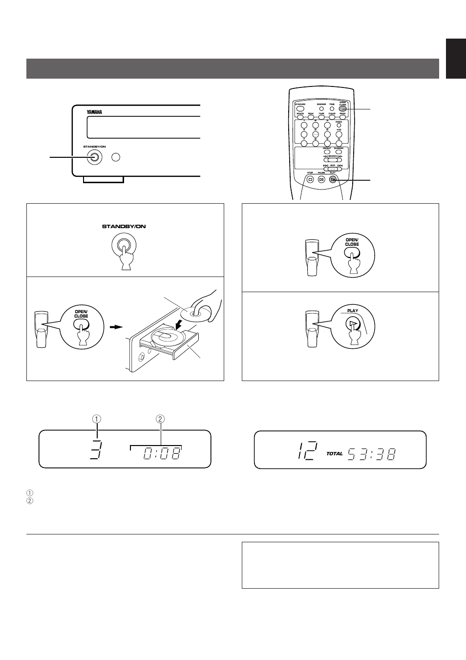 Basic operation, Basic operation 1, English | Display information at disc play, When you finish using this unit | Yamaha CDX-9 User Manual | Page 7 / 21