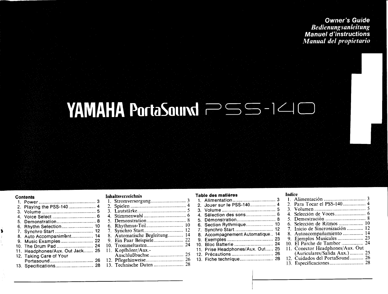 Yamaha Portatone PSS-140 User Manual | 31 pages