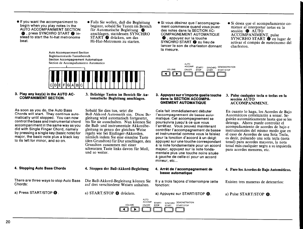 Play any key(s) in the auto accompaniment section, Stopping auto bass chords, Basse automatique | Yamaha Portatone PSS-140 User Manual | Page 21 / 31