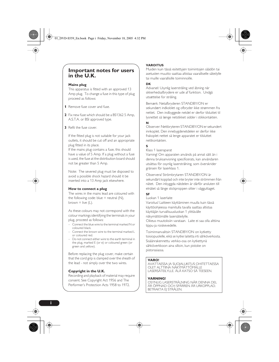 Yamaha DVD-S559 User Manual | Page 2 / 44