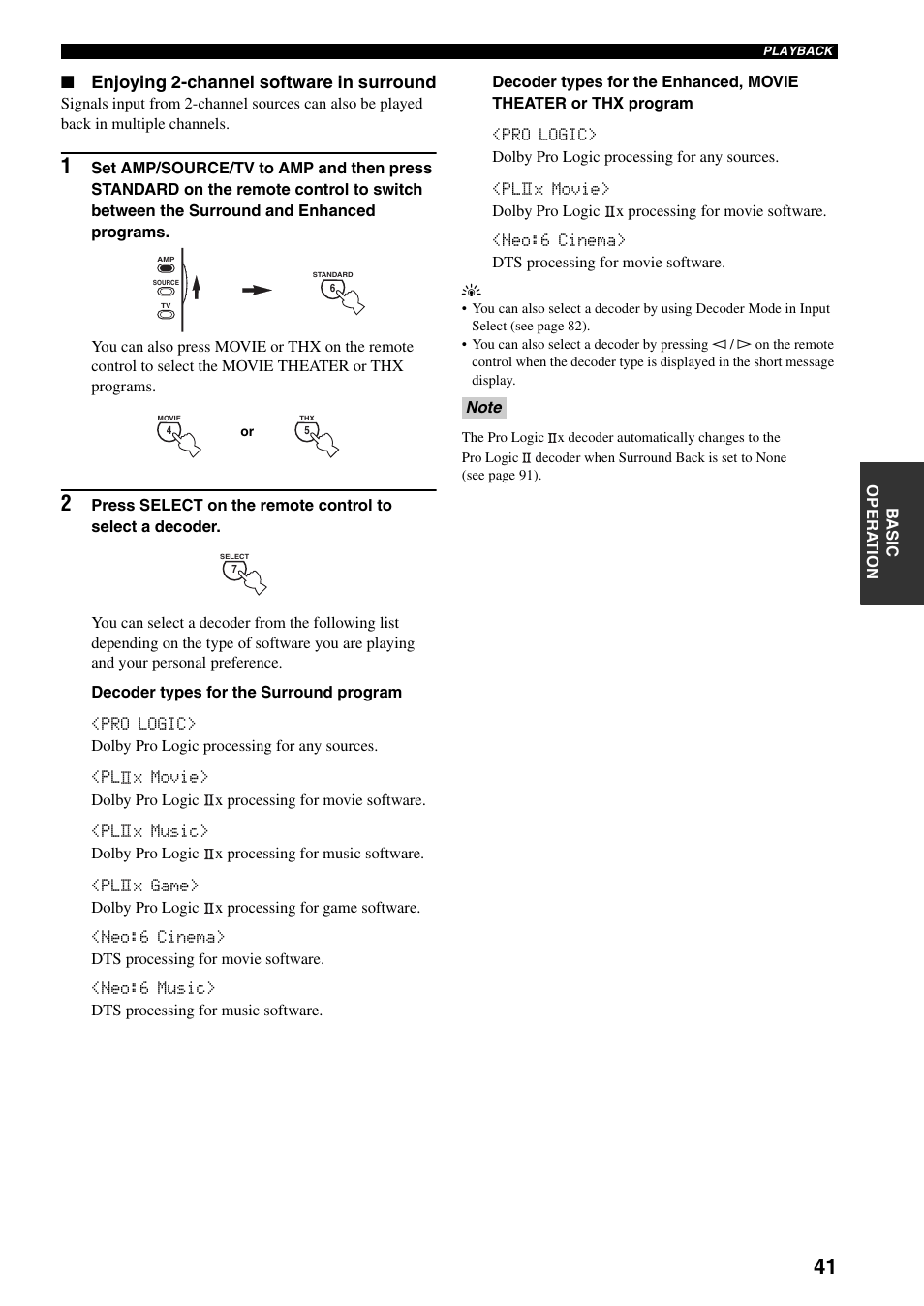 Enjoying 2-channel software in surround | Yamaha X-V2600 User Manual | Page 45 / 144