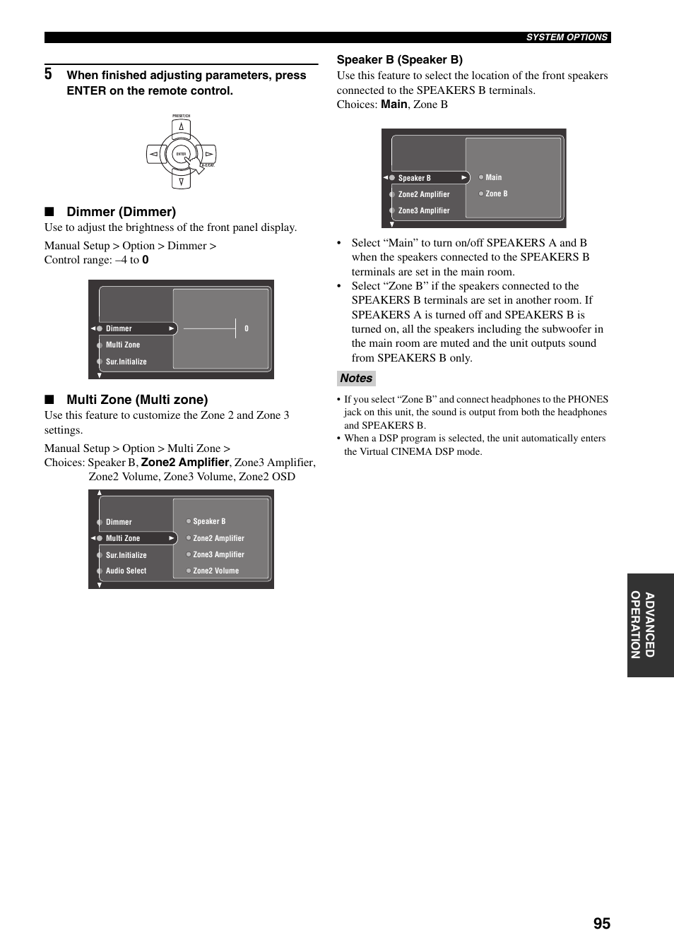 Dimmer (dimmer), Multi zone (multi zone) | Yamaha X-V2600 User Manual | Page 99 / 144