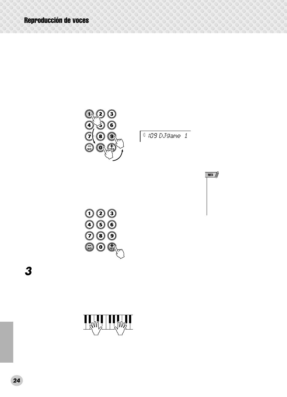 Reproducción de voces | Yamaha PSR-280 User Manual | Page 24 / 92