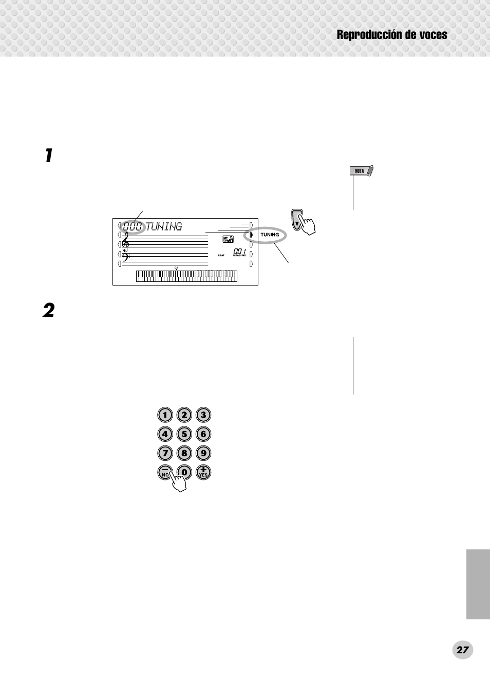 Reproducción de voces | Yamaha PSR-280 User Manual | Page 27 / 92