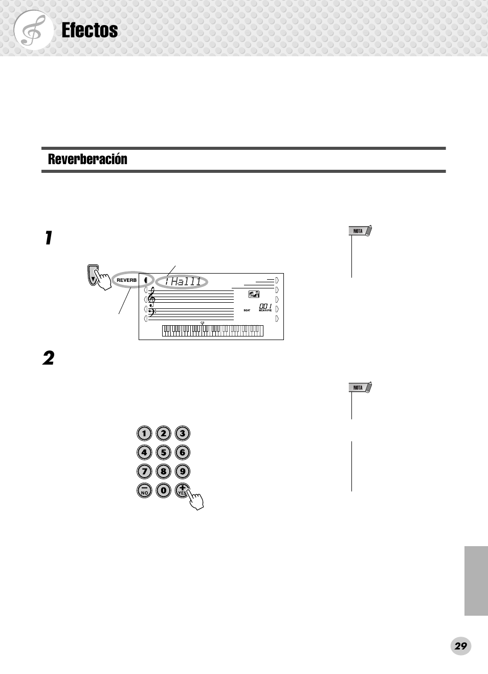 Efectos, Reverberación | Yamaha PSR-280 User Manual | Page 29 / 92