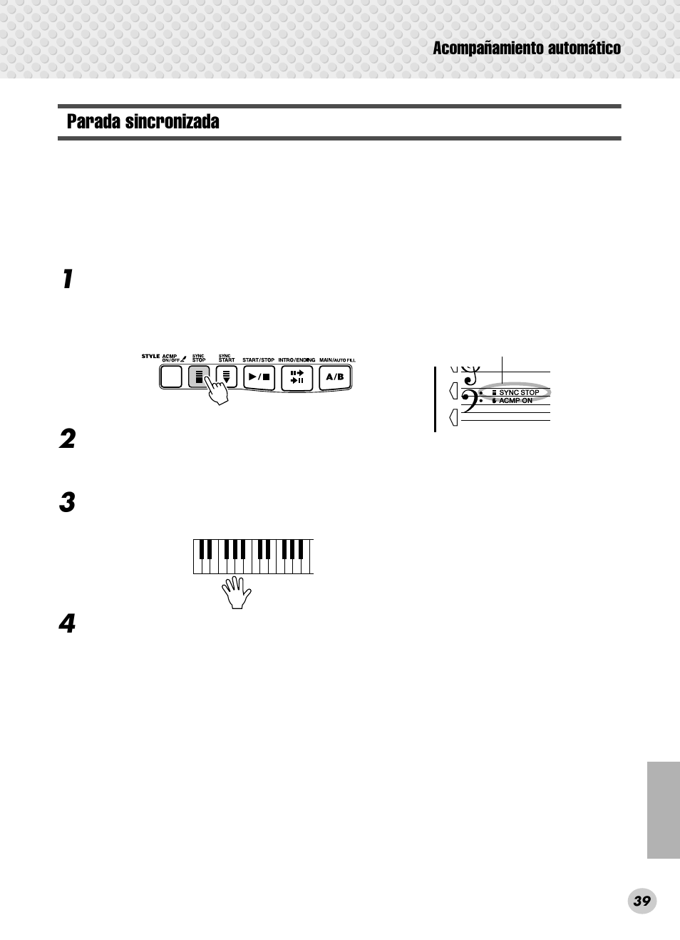 Parada sincronizada | Yamaha PSR-280 User Manual | Page 39 / 92