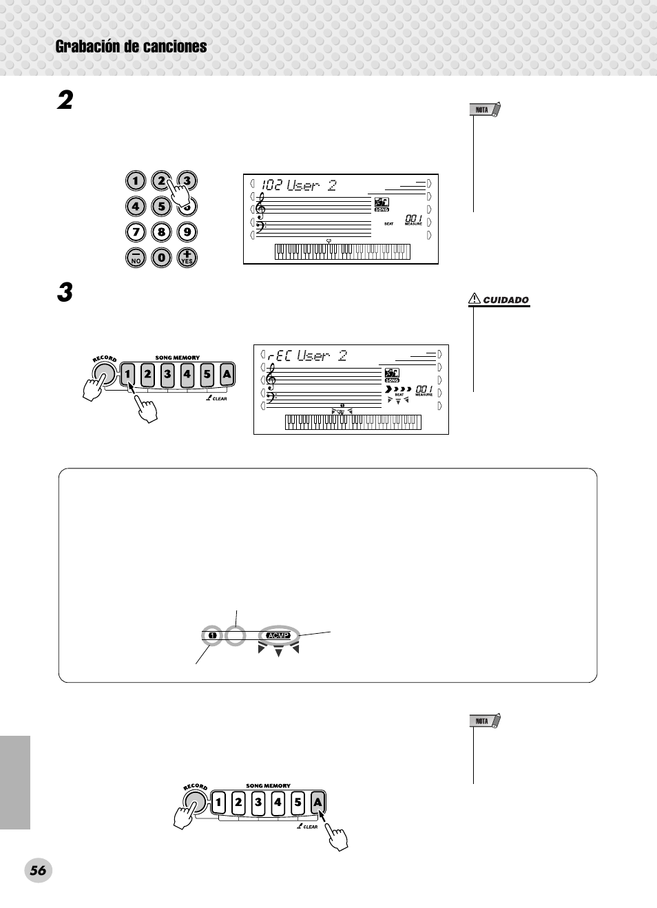 Grabación de canciones | Yamaha PSR-280 User Manual | Page 56 / 92