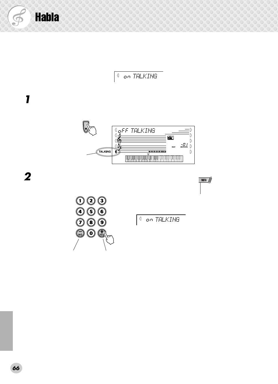 Habla | Yamaha PSR-280 User Manual | Page 66 / 92