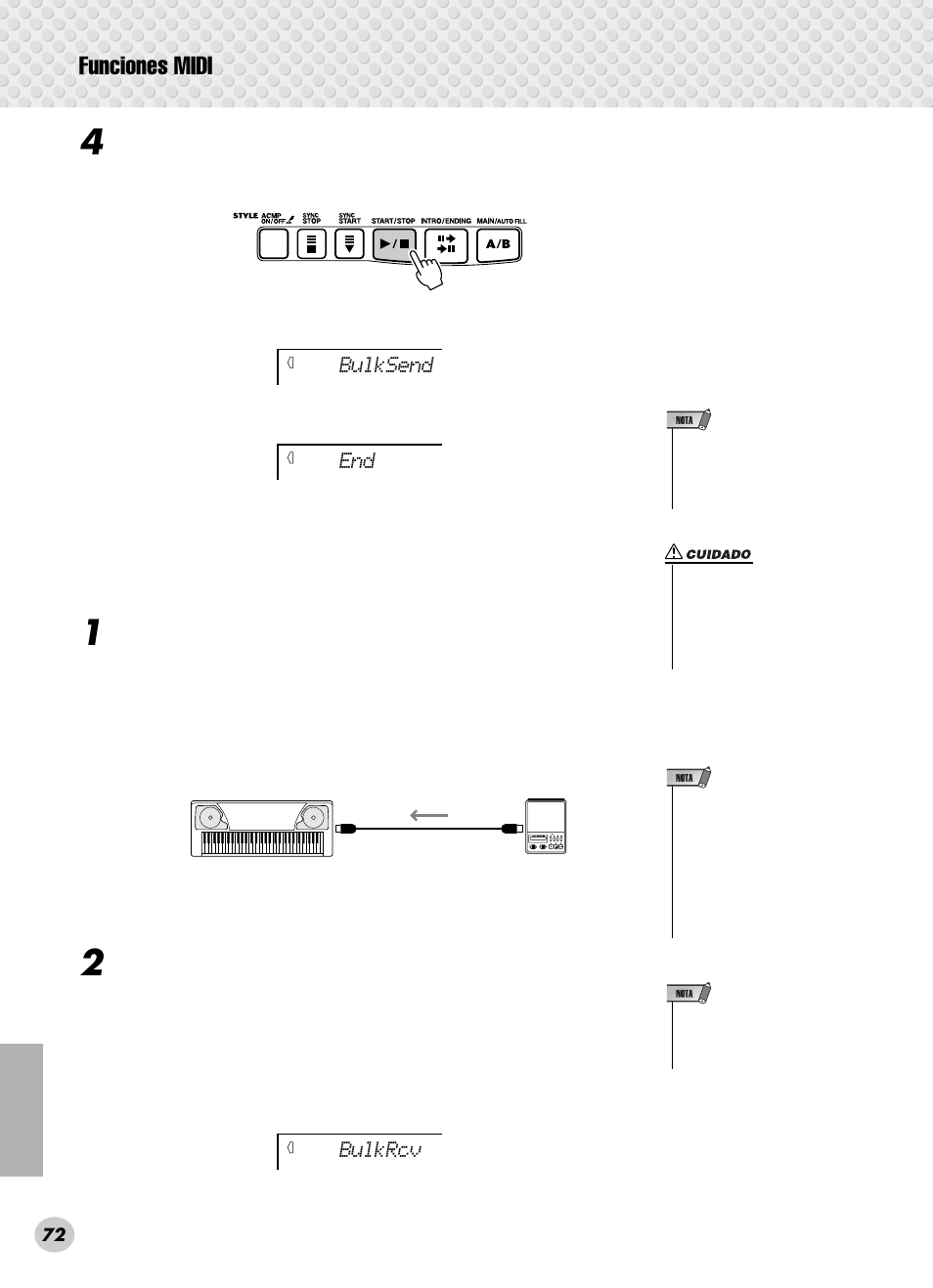 Funciones midi | Yamaha PSR-280 User Manual | Page 72 / 92