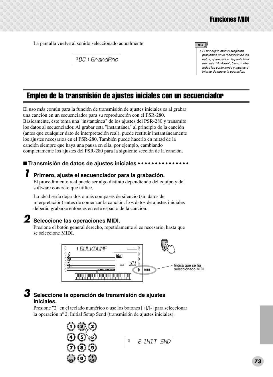 Funciones midi | Yamaha PSR-280 User Manual | Page 73 / 92