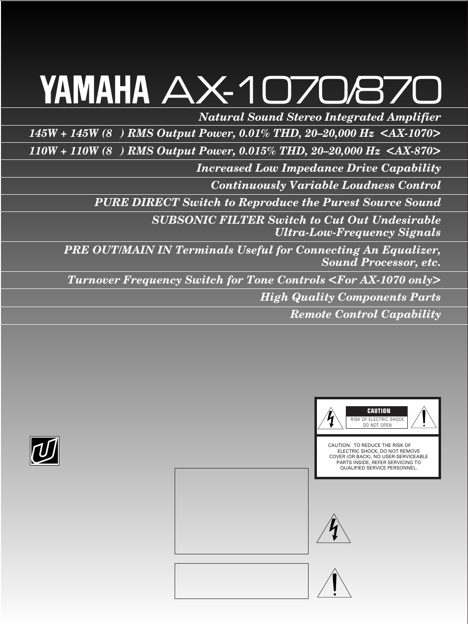 Yamaha AX-1070/870 User Manual | 16 pages