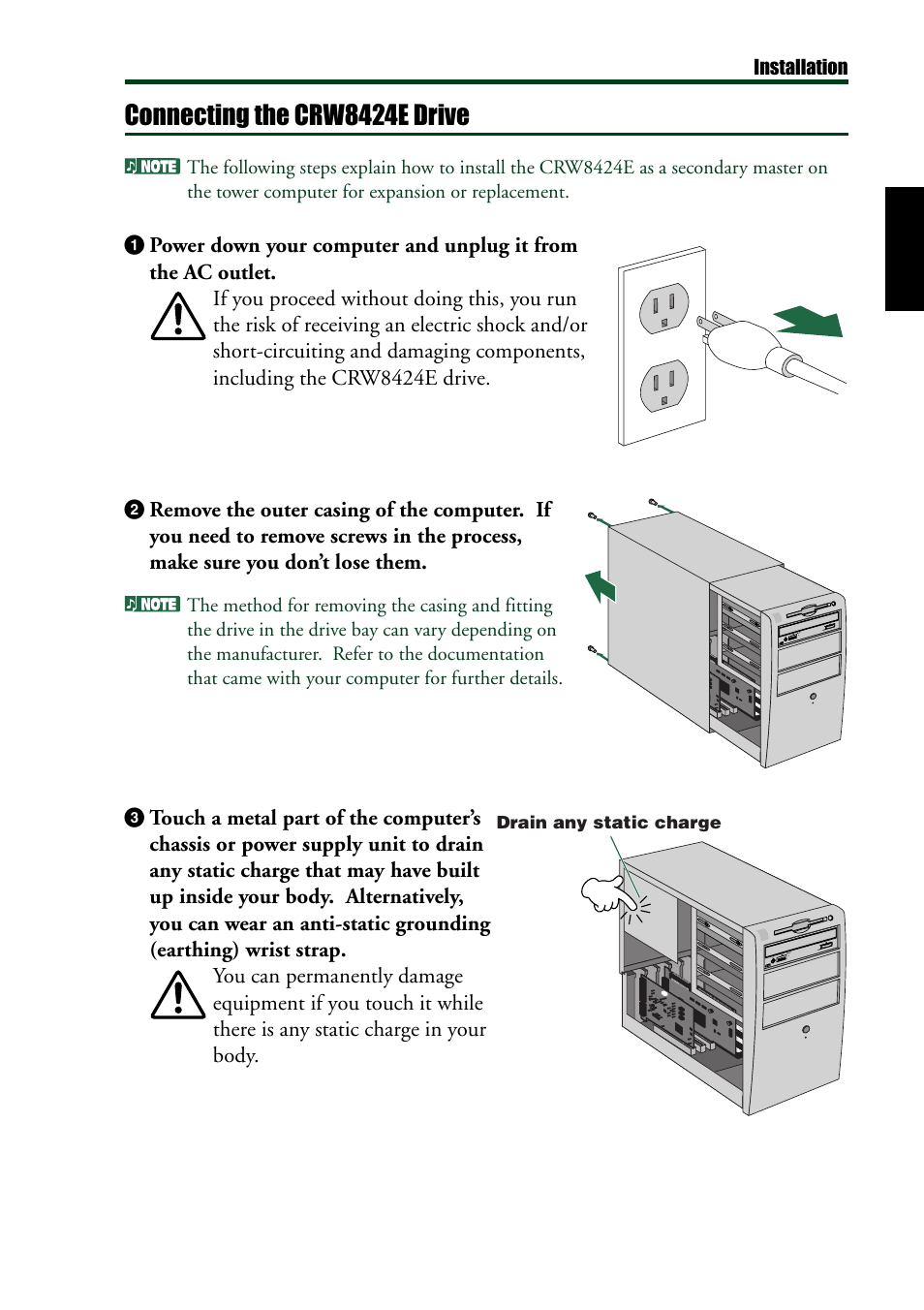 Connecting the crw8424e drive | Yamaha CRW8424E User Manual | Page 19 / 46