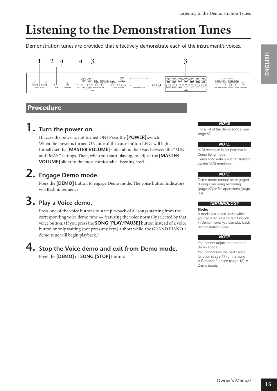 Reference, Listening to the demonstration tunes | Yamaha ARIUS YDP-181 User Manual | Page 15 / 70