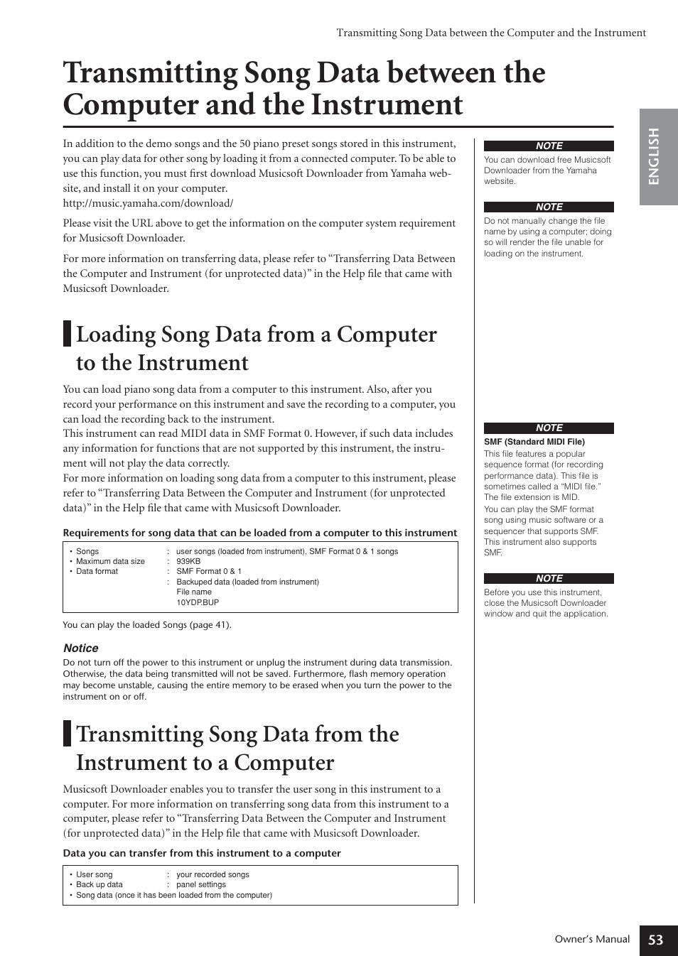 53 english | Yamaha ARIUS YDP-181 User Manual | Page 53 / 70